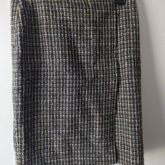 size 42 United Colours of Benetton High Waist Plaid Tweed Skirt Taglia - Picture 5 of 6